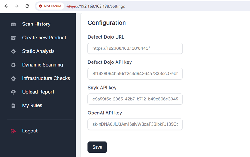 ScanSuite API key settings