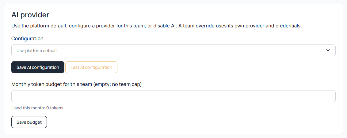 ScanSuite team AI provider settings