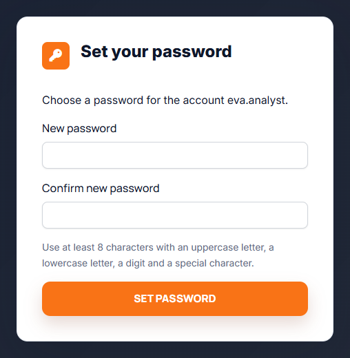 Set your password page