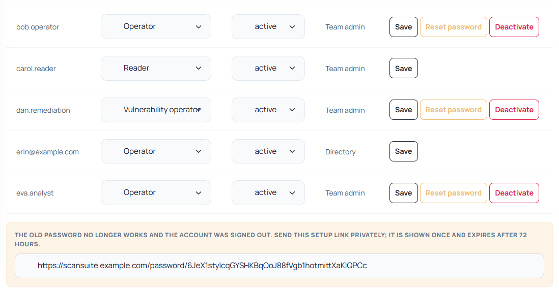 ScanSuite password reset link