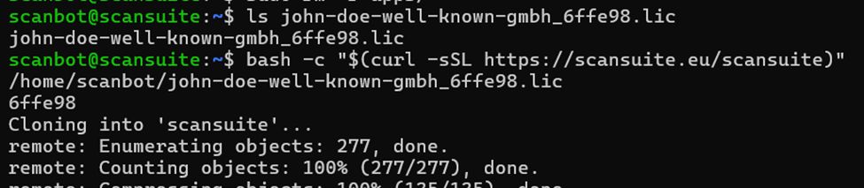 ScanSuite installer output
