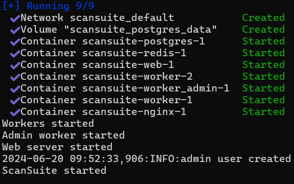 ScanSuite startup output