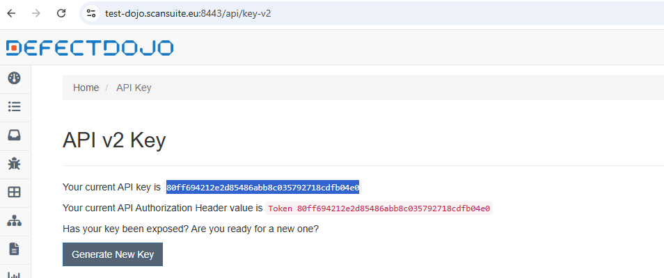 DefectDojo API key