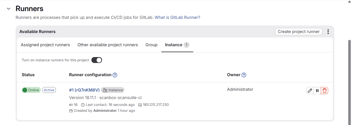 GitLab runners settings