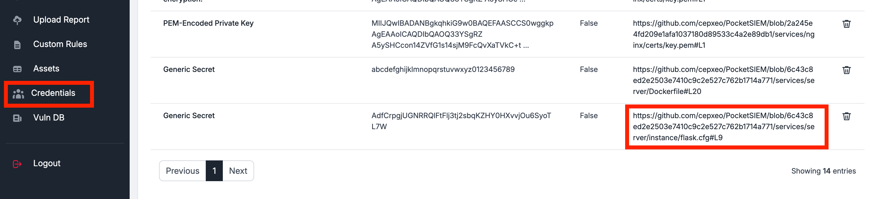 ScanSuite credentials list
