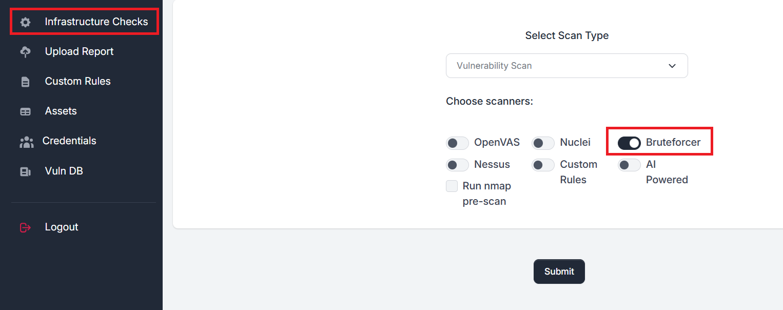 Bruteforcer scan configuration