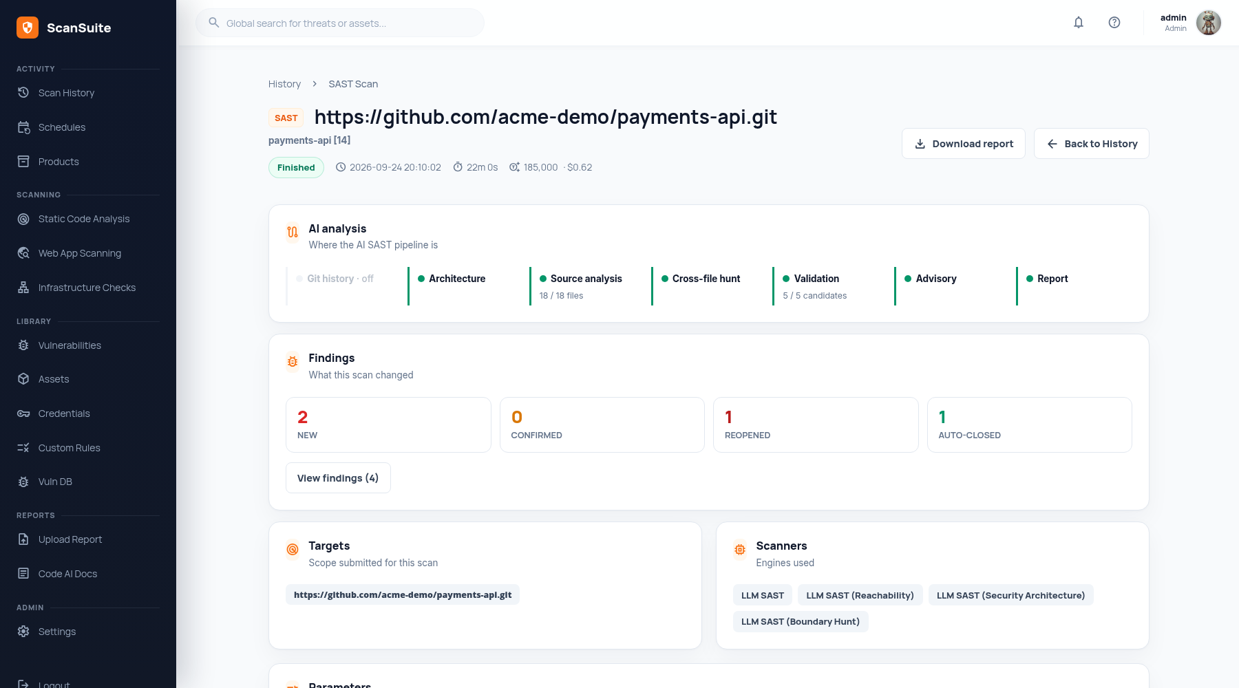 ScanSuite scan page