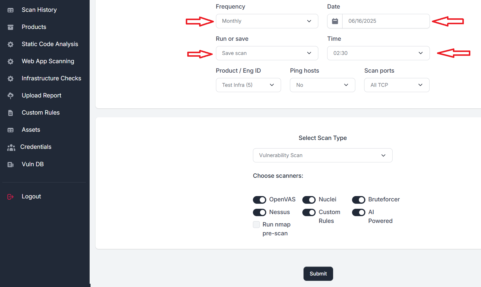 Scan scheduling controls