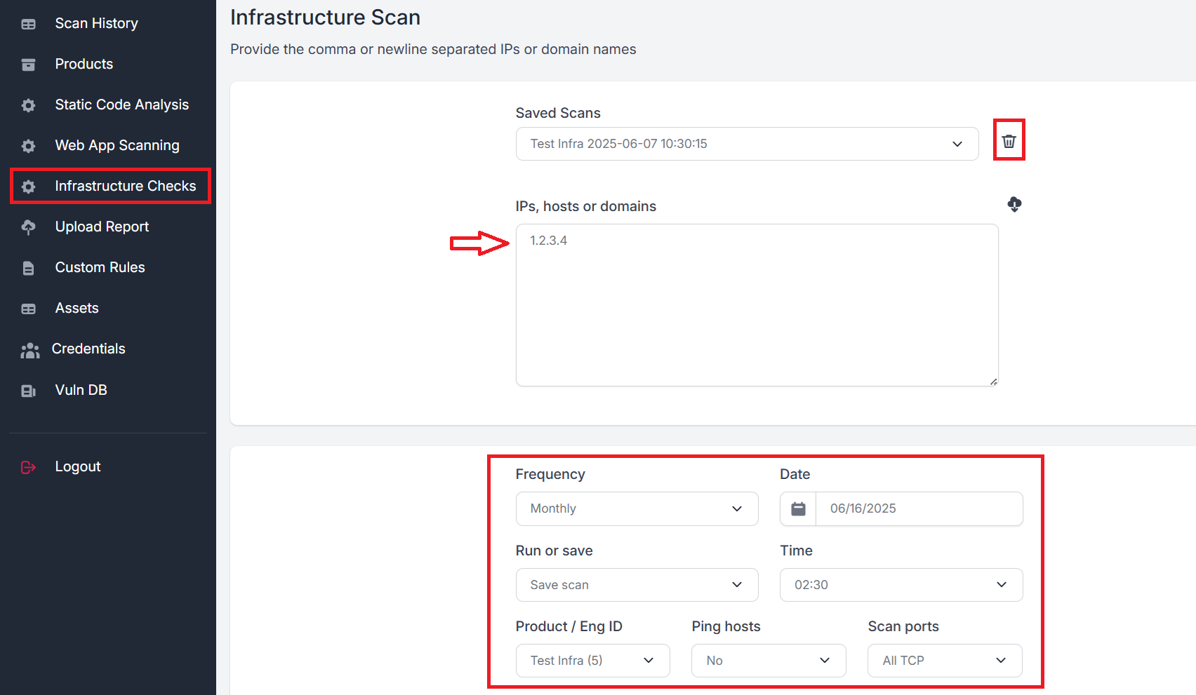 Saved scan management