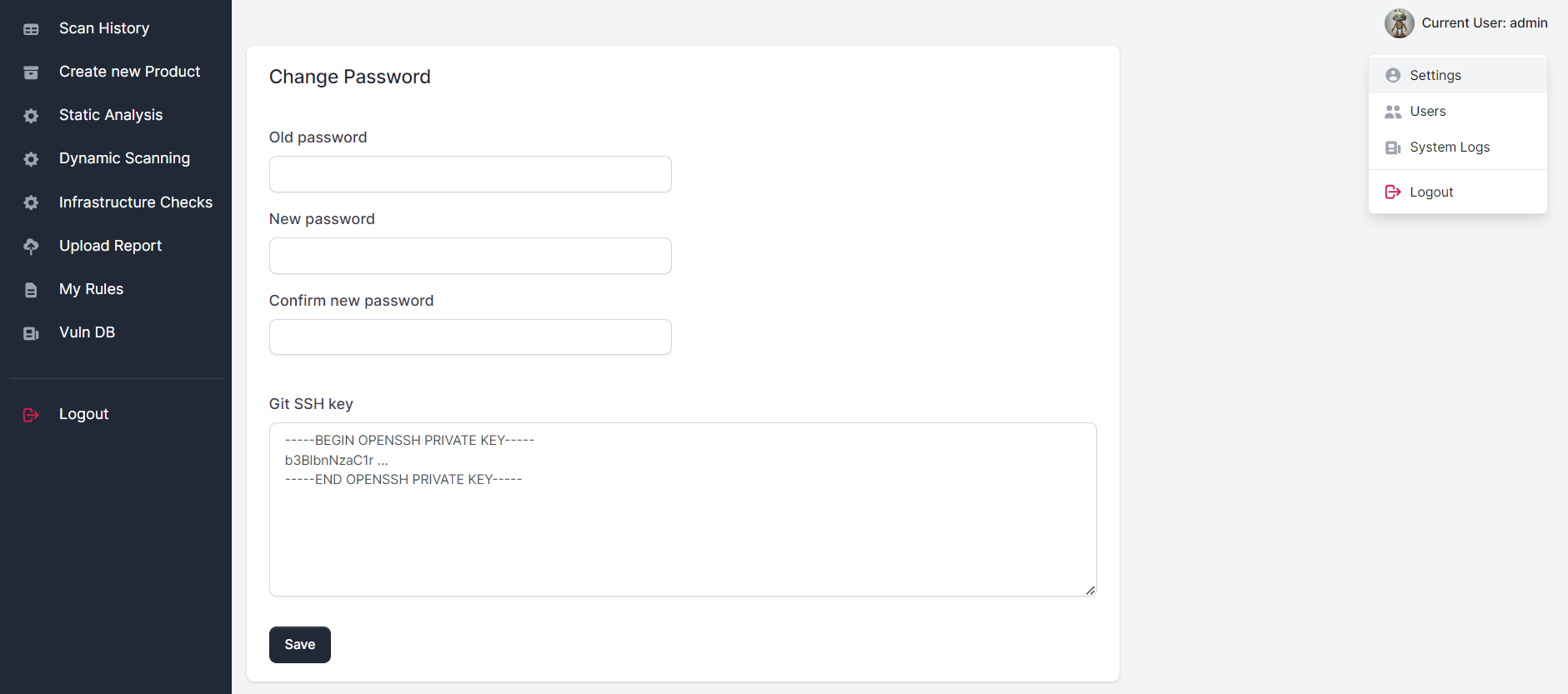 ScanSuite SSH key setting