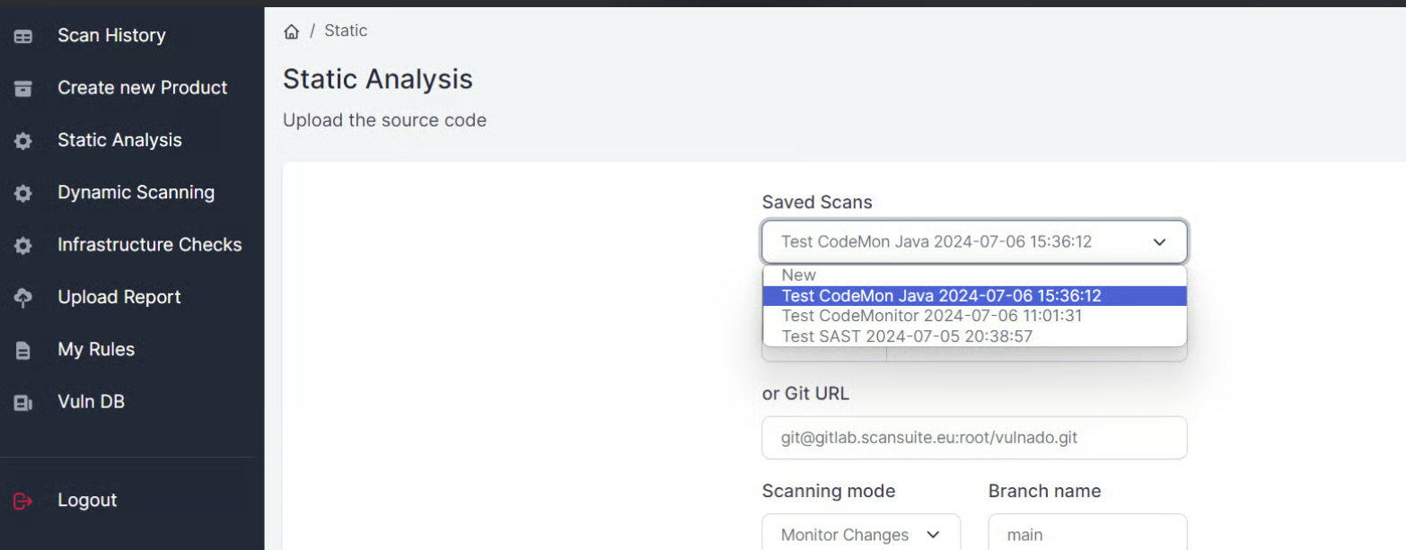 Saved scans management